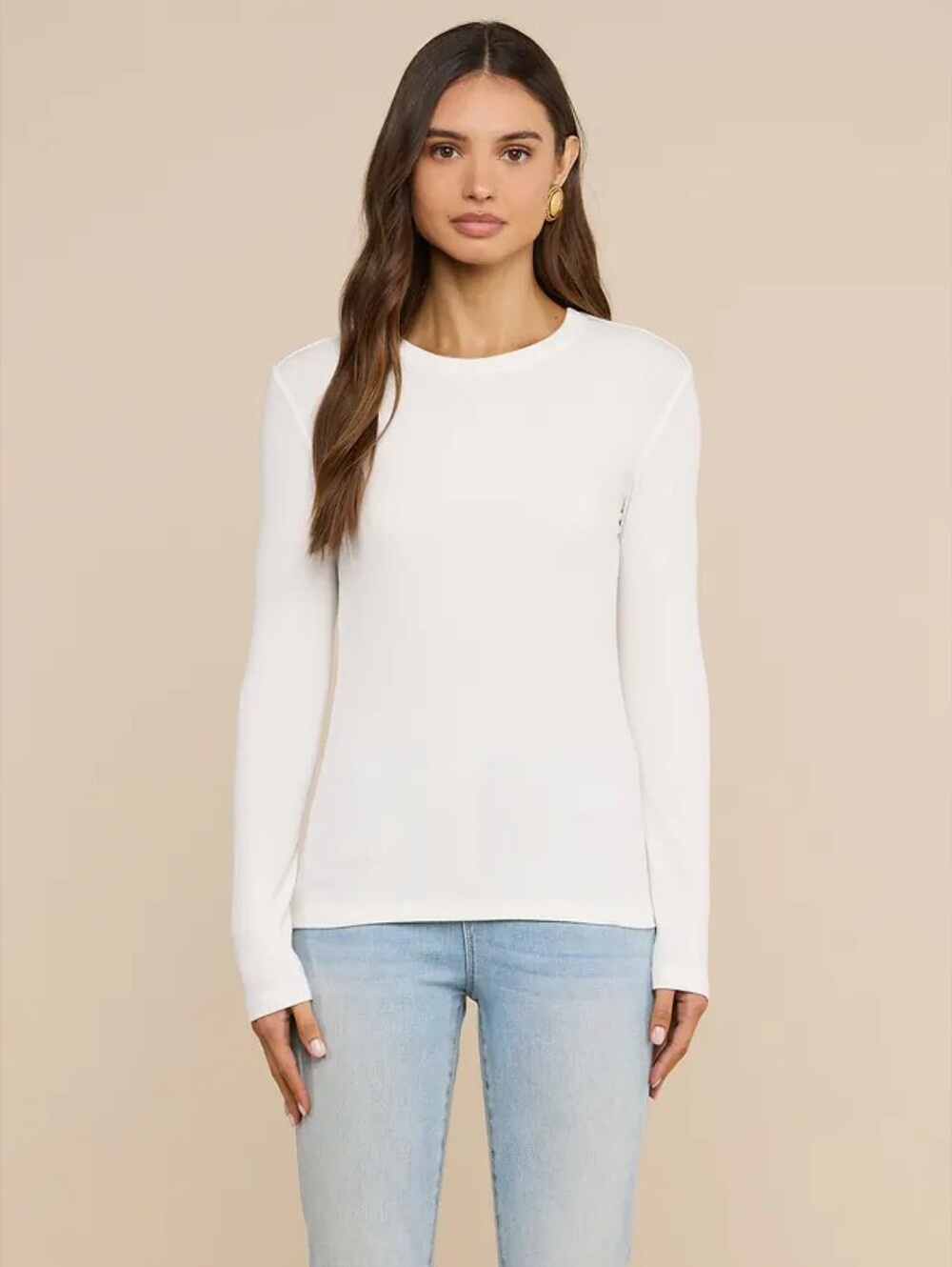L'AGENCE White Long Sleeve Crewneck Tee NWT